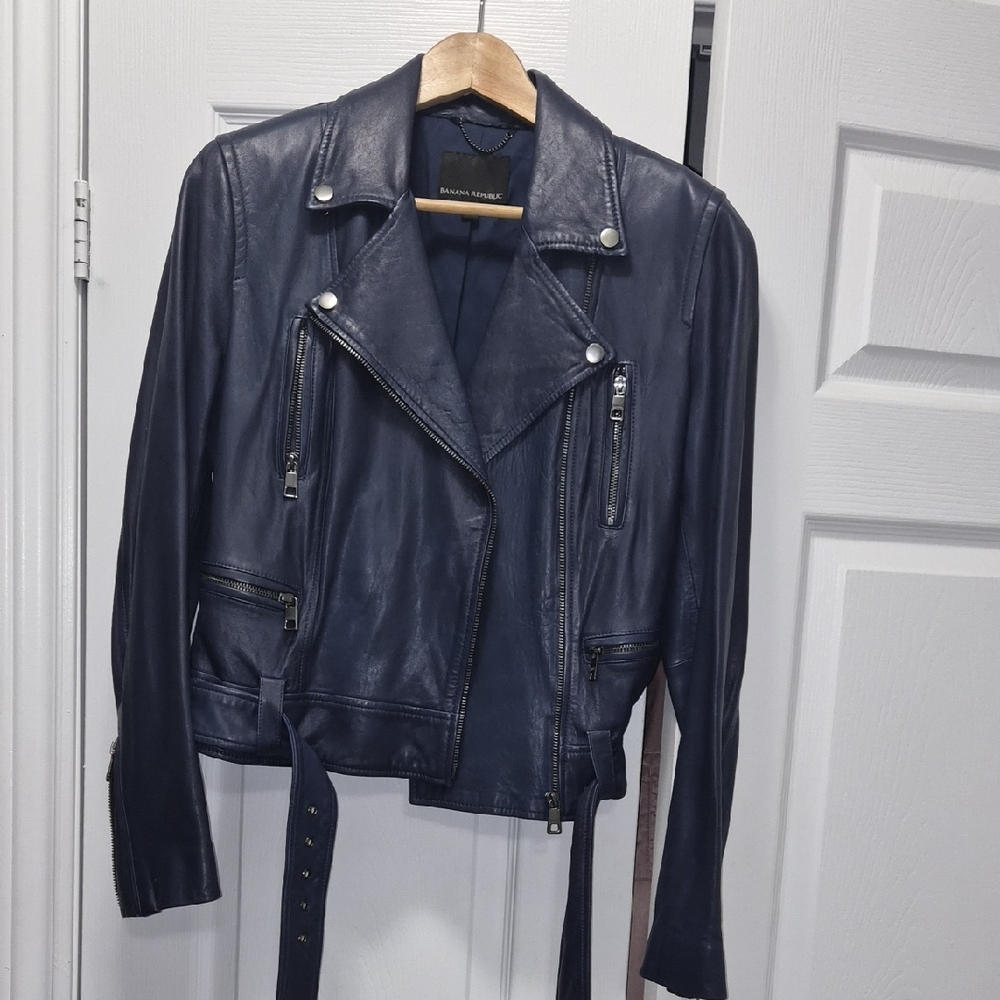 Banana Republic Dark Blue Leather Jacket